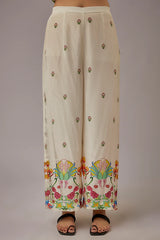 Ivory Crepe Printed Kaftan Set