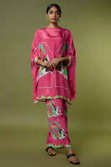 Fuchsia Crepe Kaftan Set
