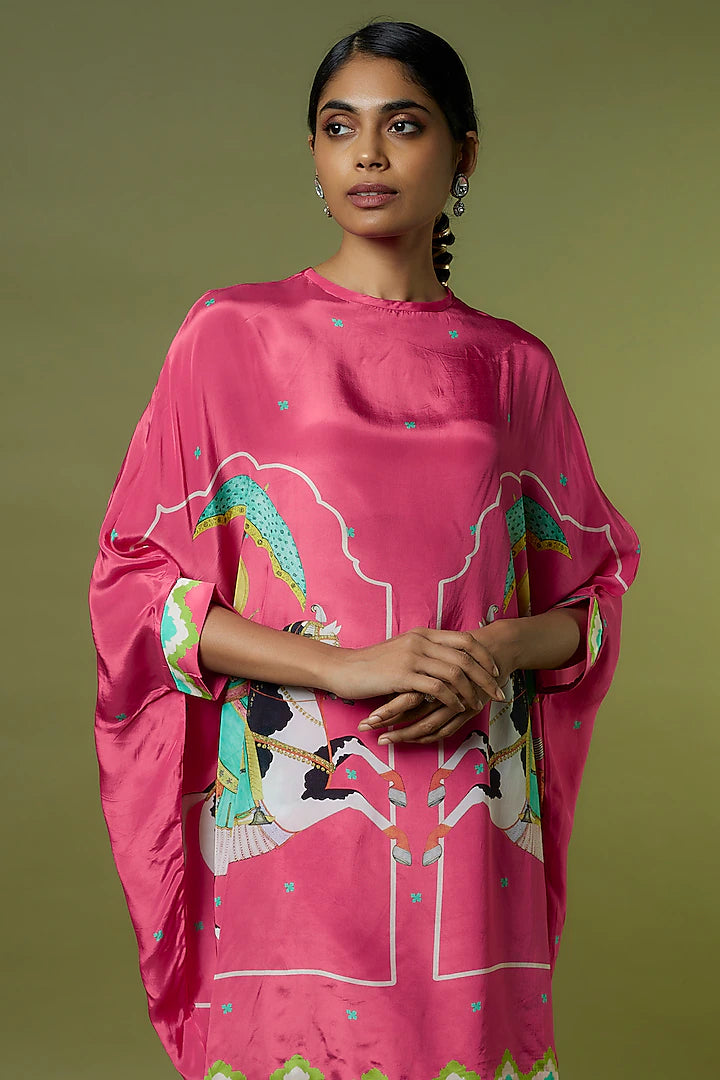 Fuchsia Crepe Kaftan Set