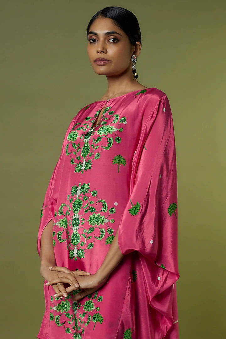 Fuchsia Crepe Kaftan Set