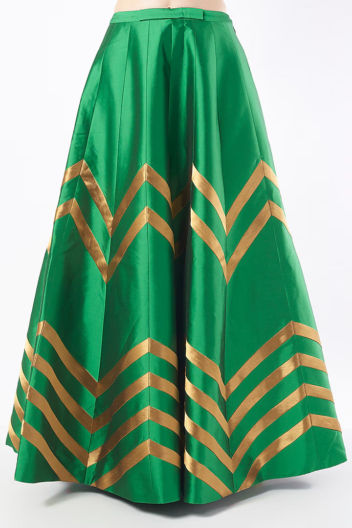 Emerald Green Tafetta Lehenga Set