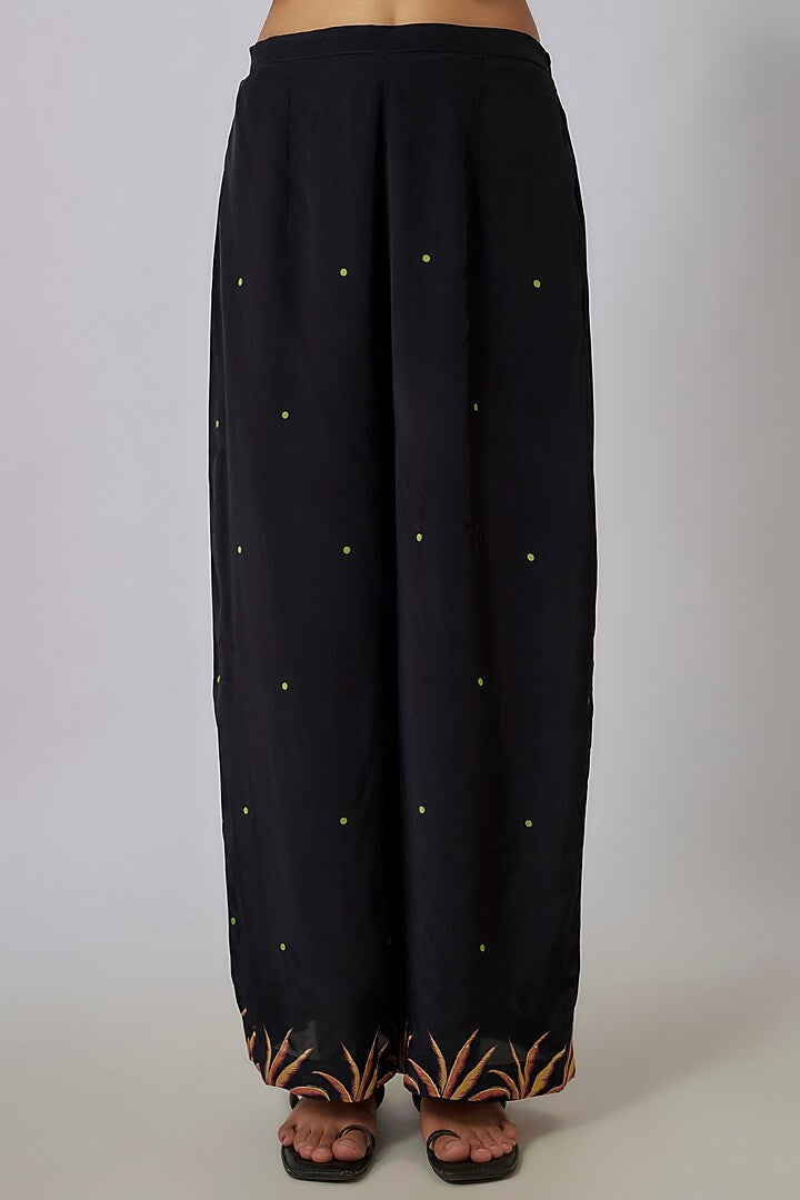 Black Crepe Printed Kaftan Set