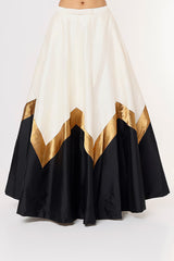 White & Black Printed Lehenga Set