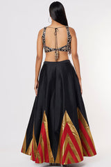 Black & Red Chevron Printed Lehenga Set