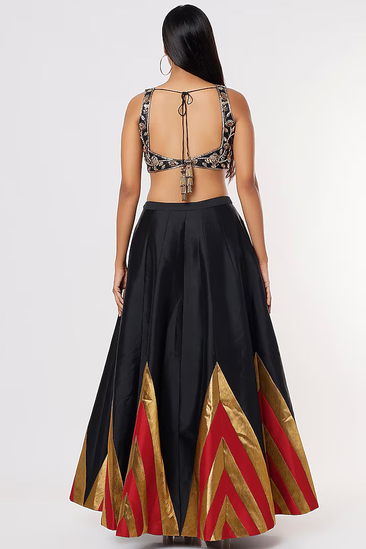 Black & Red Chevron Printed Lehenga Set