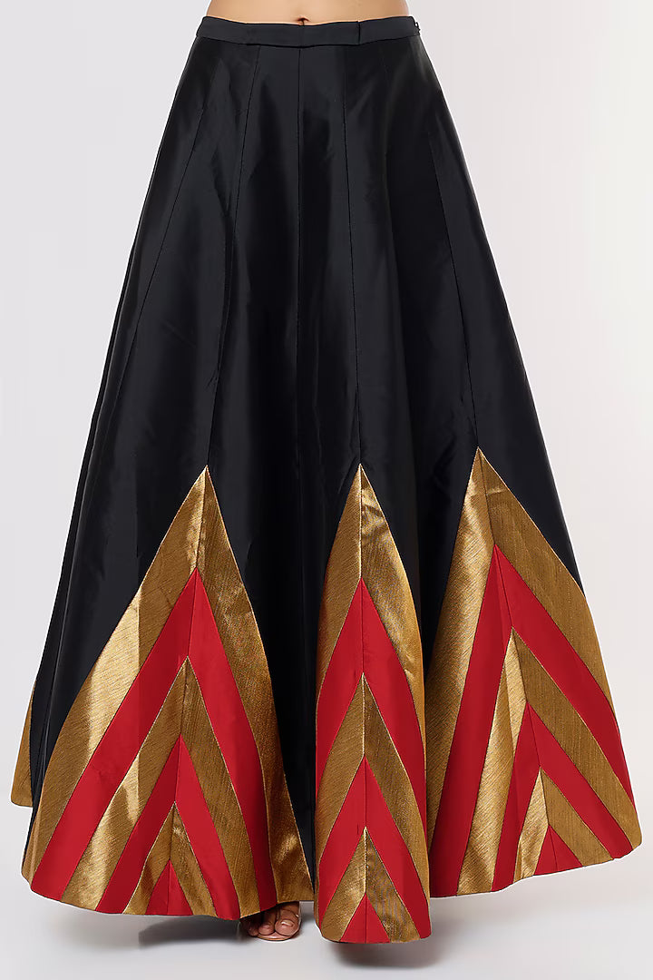 Black & Red Chevron Printed Lehenga Set