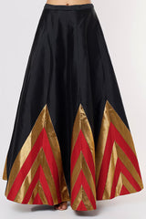 Black & Red Chevron Printed Lehenga Set