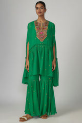 Green Georgette Sharara Set