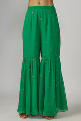 Green Georgette Sharara Set