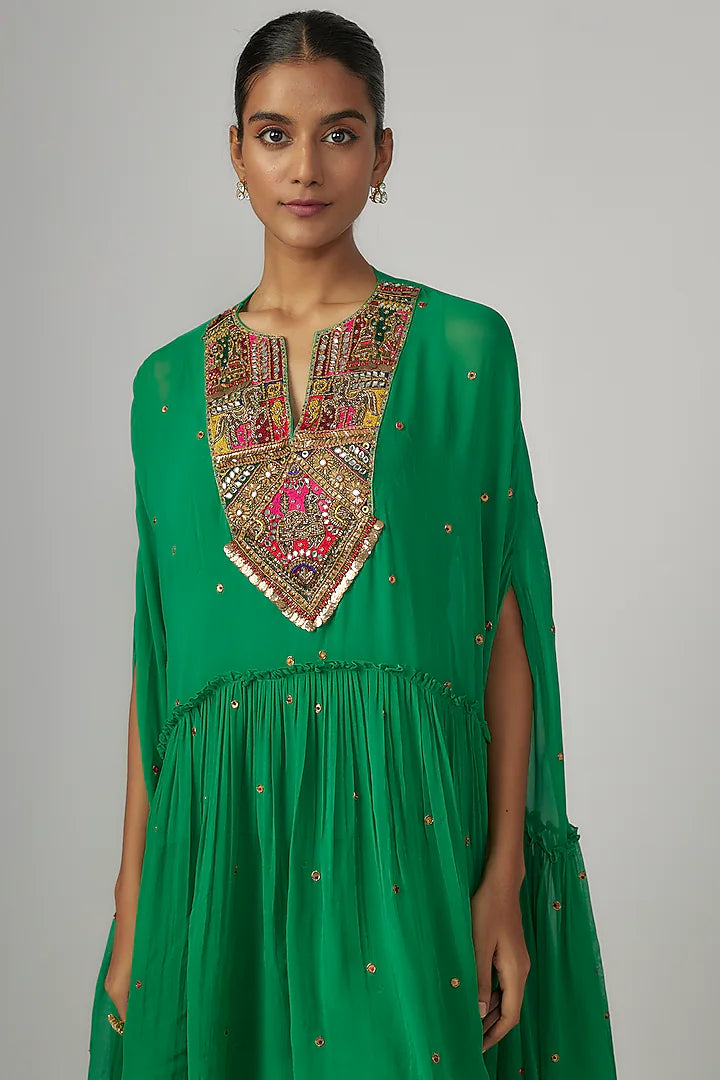 Green Georgette Sharara Set
