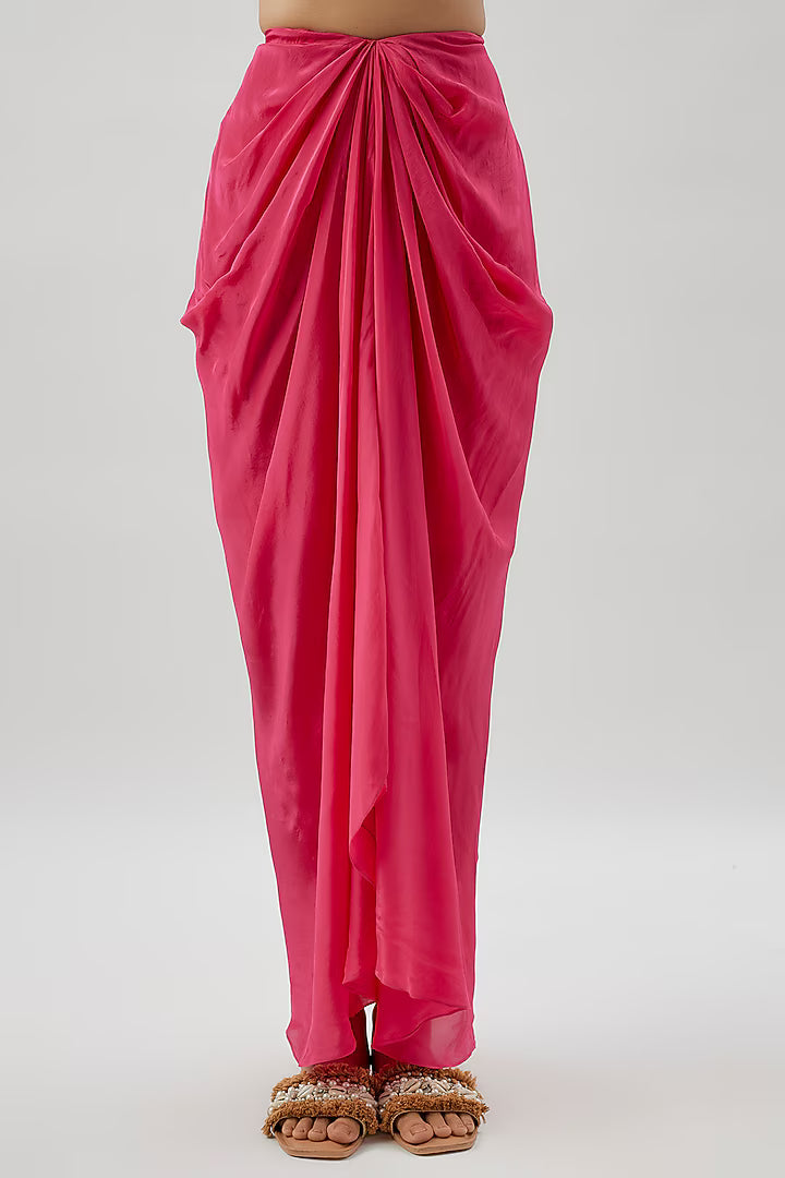 Pink Georgette Embellished Cape Set