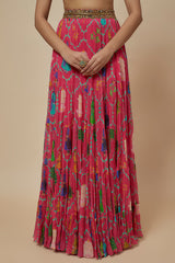 Pink Georgette Hand Embroidered Lehenga Set