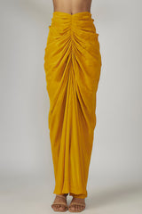 Yellow Crepe & Georgette Printed Cape Set