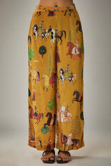 Mango Yellow Crepe Hand Embroidered Kaftan Set