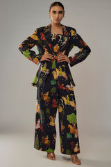 Black Crepe Pant Set