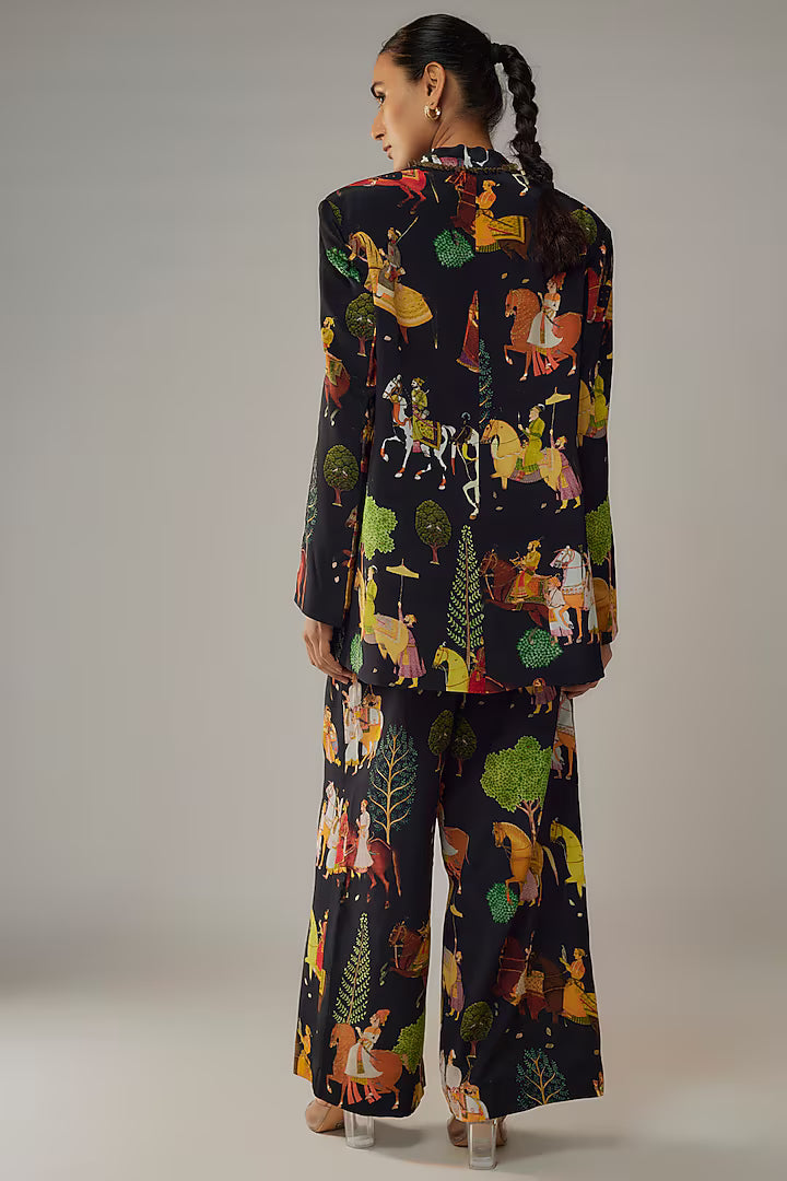Black Crepe Pant Set
