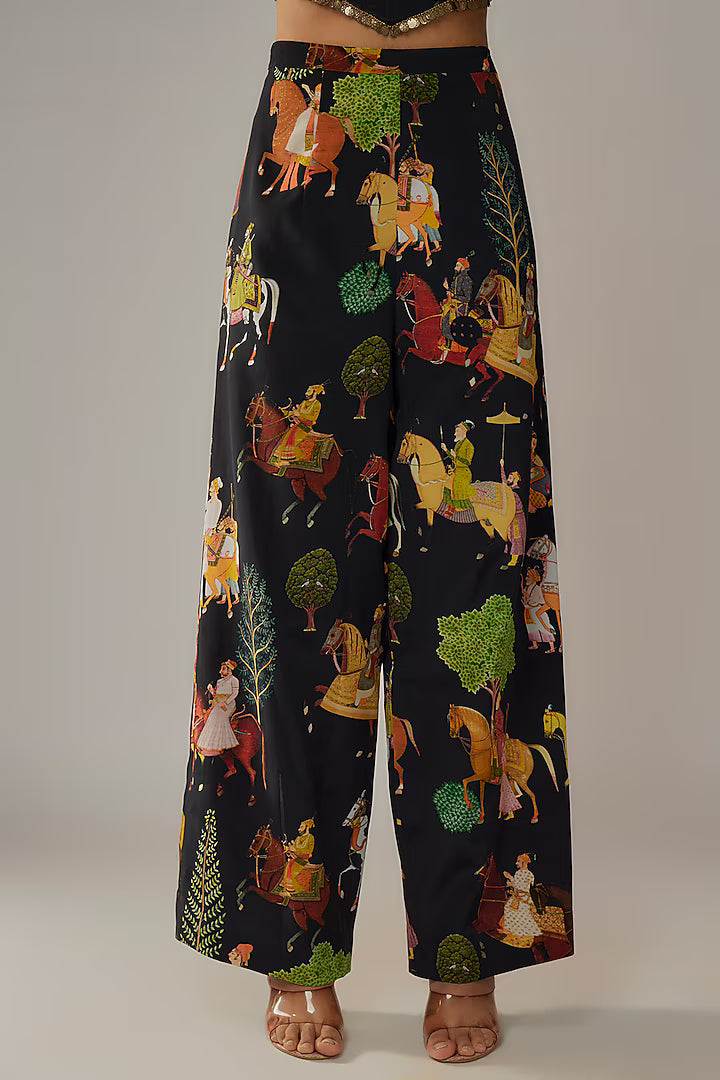 Black Crepe Pant Set