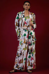 Ivory Crepe Hand Embroidered Jacket Set