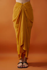 Yellow Georgette Hand Embroidered Cape Set