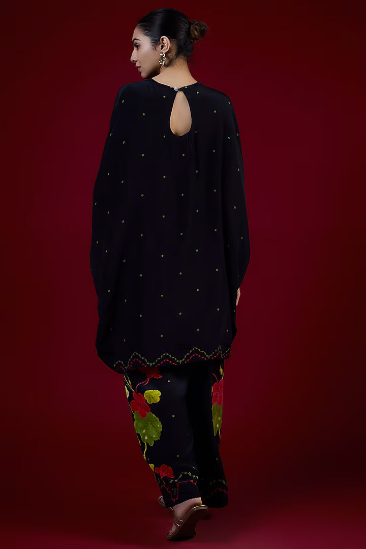 Black Crepe Kaftan Set