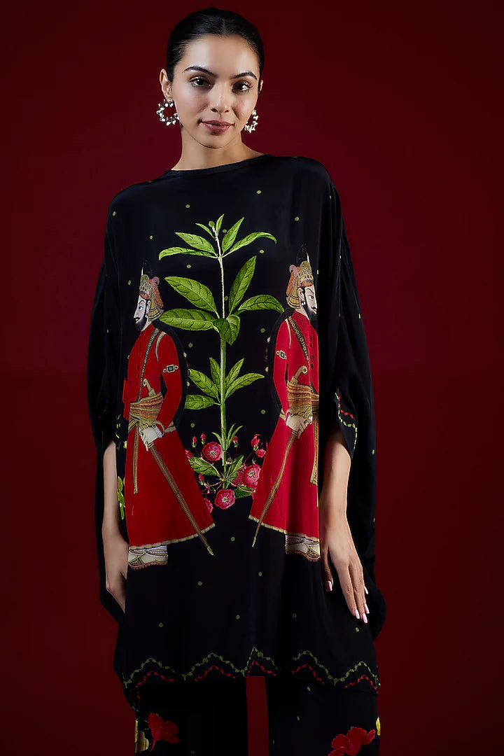 Black Crepe Kaftan Set
