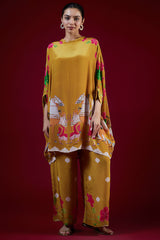 Mustard Crepe Kaftan Set