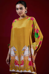 Mustard Crepe Kaftan Set