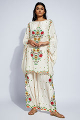 Ivory Crepe Kite Kaftan Set