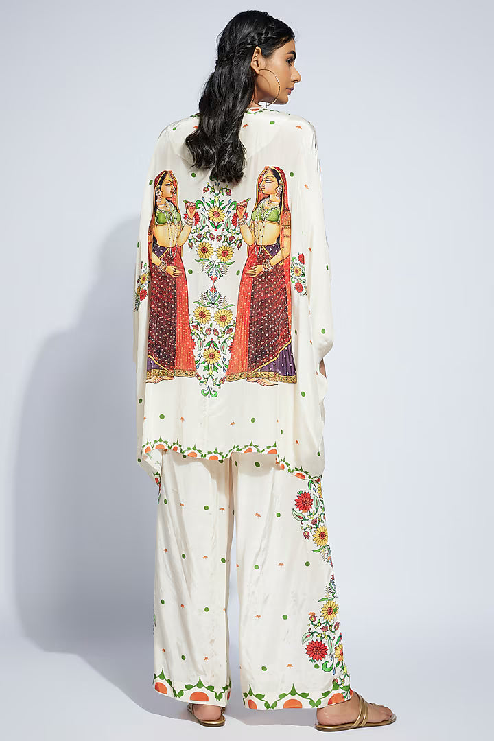 Ivory Crepe Kite Kaftan Set