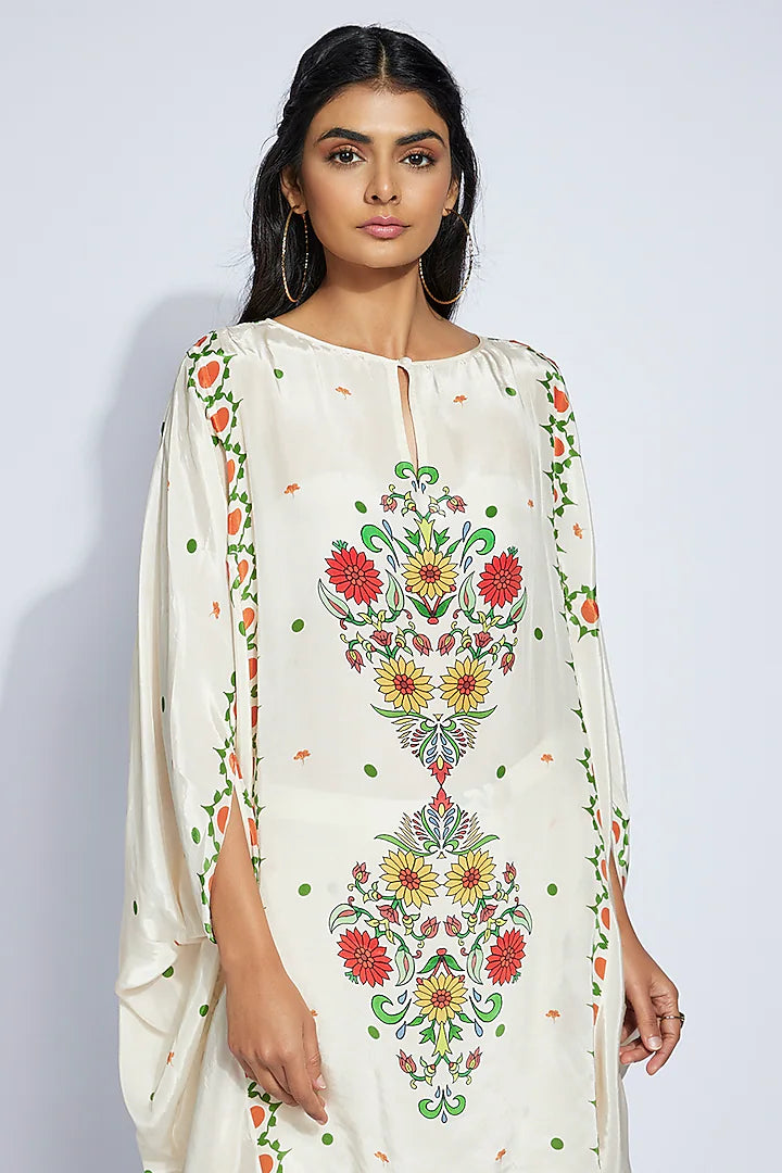 Ivory Crepe Kite Kaftan Set