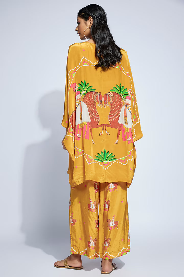 Mustard Crepe Kite Kaftan Set