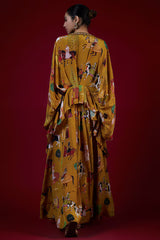 Mango Yellow Crepe Hand Embroidered Co-Ord Set