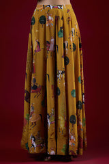 Mango Yellow Crepe Hand Embroidered Co-Ord Set