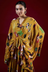 Mango Yellow Crepe Hand Embroidered Co-Ord Set
