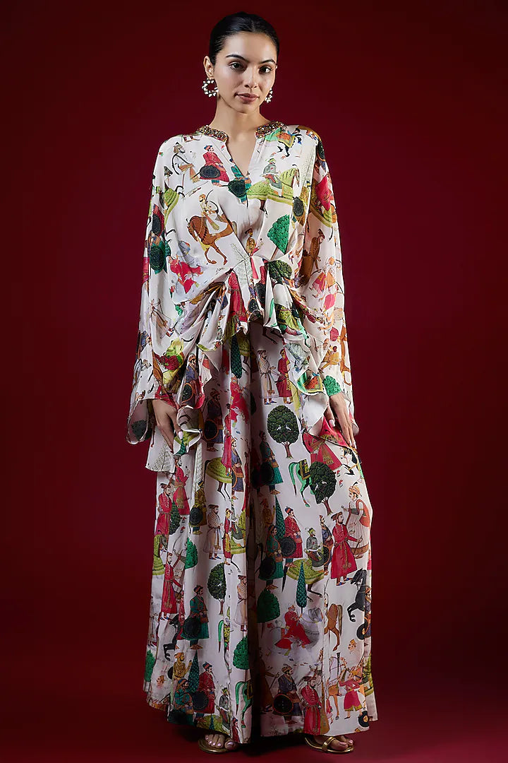 Ivory Crepe Hand Embroidered Co-Ord Set