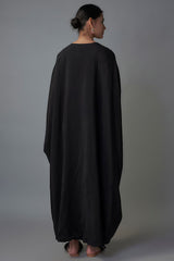 Black Crepe Patch Embroidered Kaftan