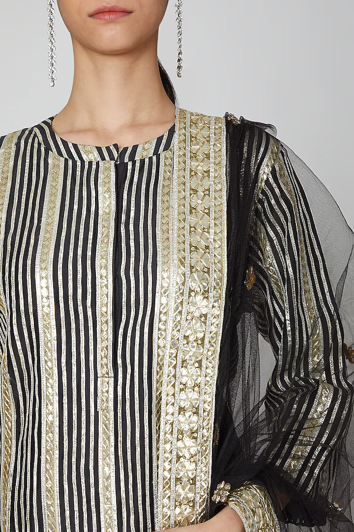 Black Embroidered Kurta Set