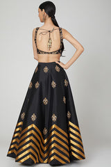Black Embroidered Lehenga Set