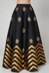 Black Embroidered Lehenga Set