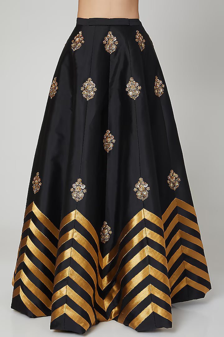 Black Embroidered Lehenga Set