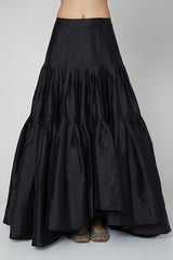 Black Taffeta Sequins Embroidered Layered Lehenga Set