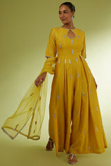 Yellow Hand Embroidered Jumpsuit