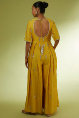 Yellow Hand Embroidered Jumpsuit