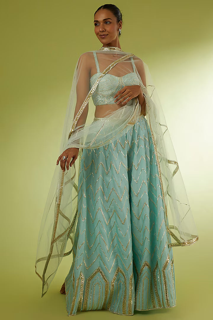 Powder Blue Embroidered Pant Set