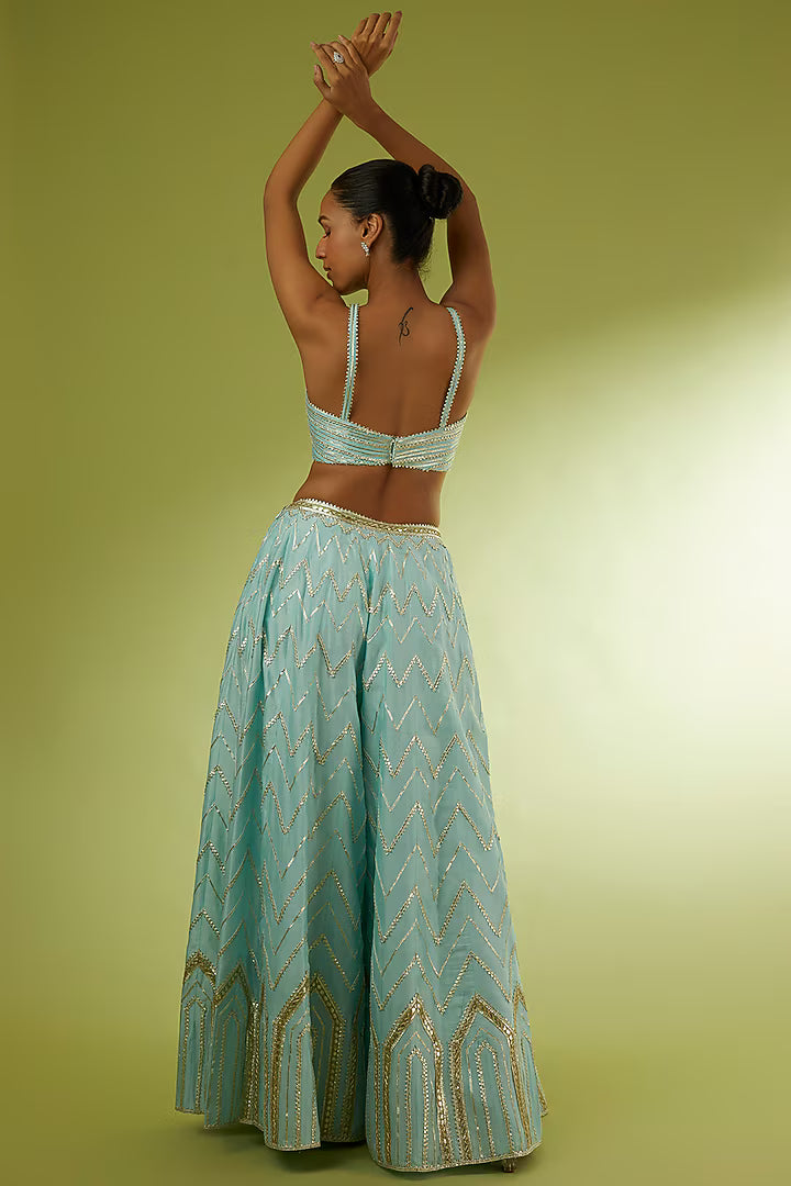 Powder Blue Embroidered Pant Set