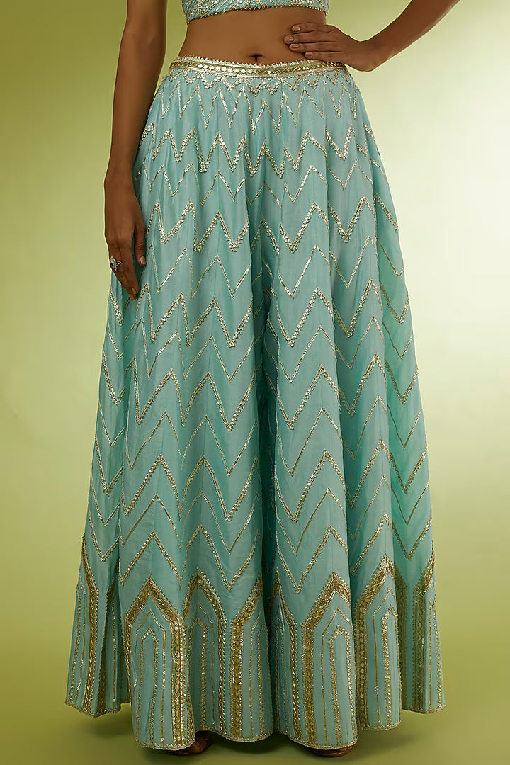Powder Blue Embroidered Pant Set