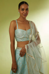 Powder Blue Embroidered Pant Set