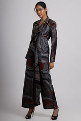 Black Taffeta & Georgette Hand Embroidered Pant Suit Set