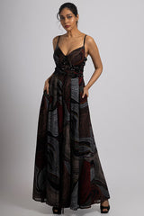 Black Georgette Hand Embroidered Corset Jumpsuit
