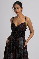 Black Georgette Hand Embroidered Corset Jumpsuit